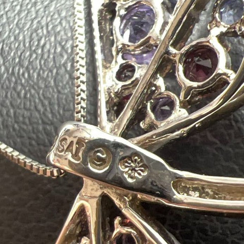 Simply Vera 925 Sterling Silver Purple Rhinestone Dragonfly Necklace 5g