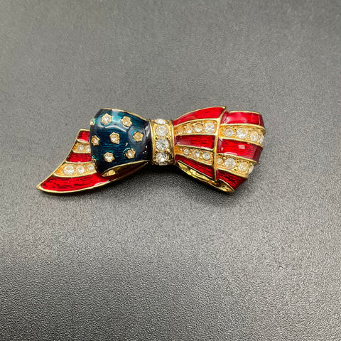 Carolee Jewelry Lot of 3 Vintage to Modern Necklaces Brooch Patriotic Enamel