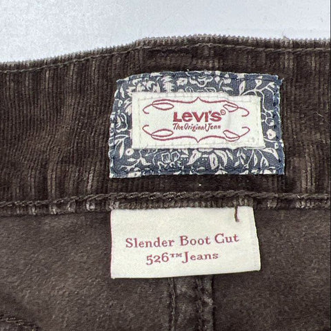 Levi's Women's 526 Slender Boot Cut Brown Corduroy Pants Trousers Size 12