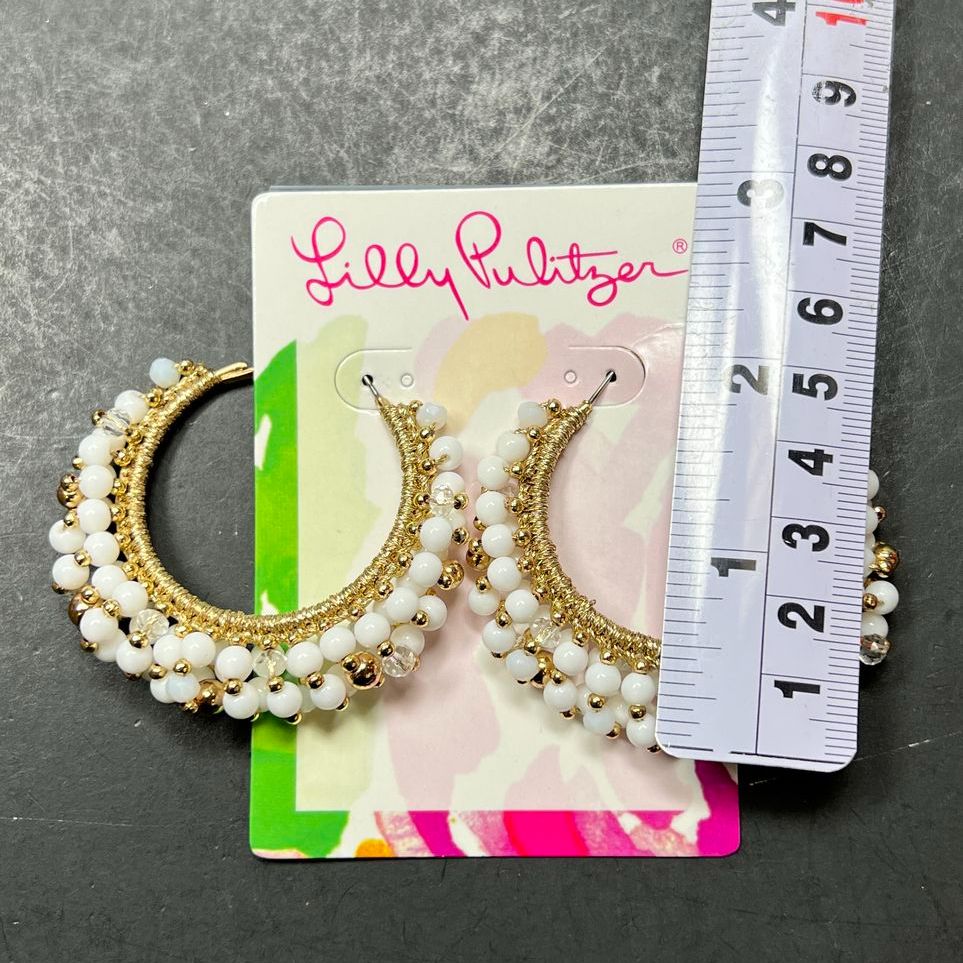 Lilly Pulitzer Faux Pearl Hoop Earrings NWT
