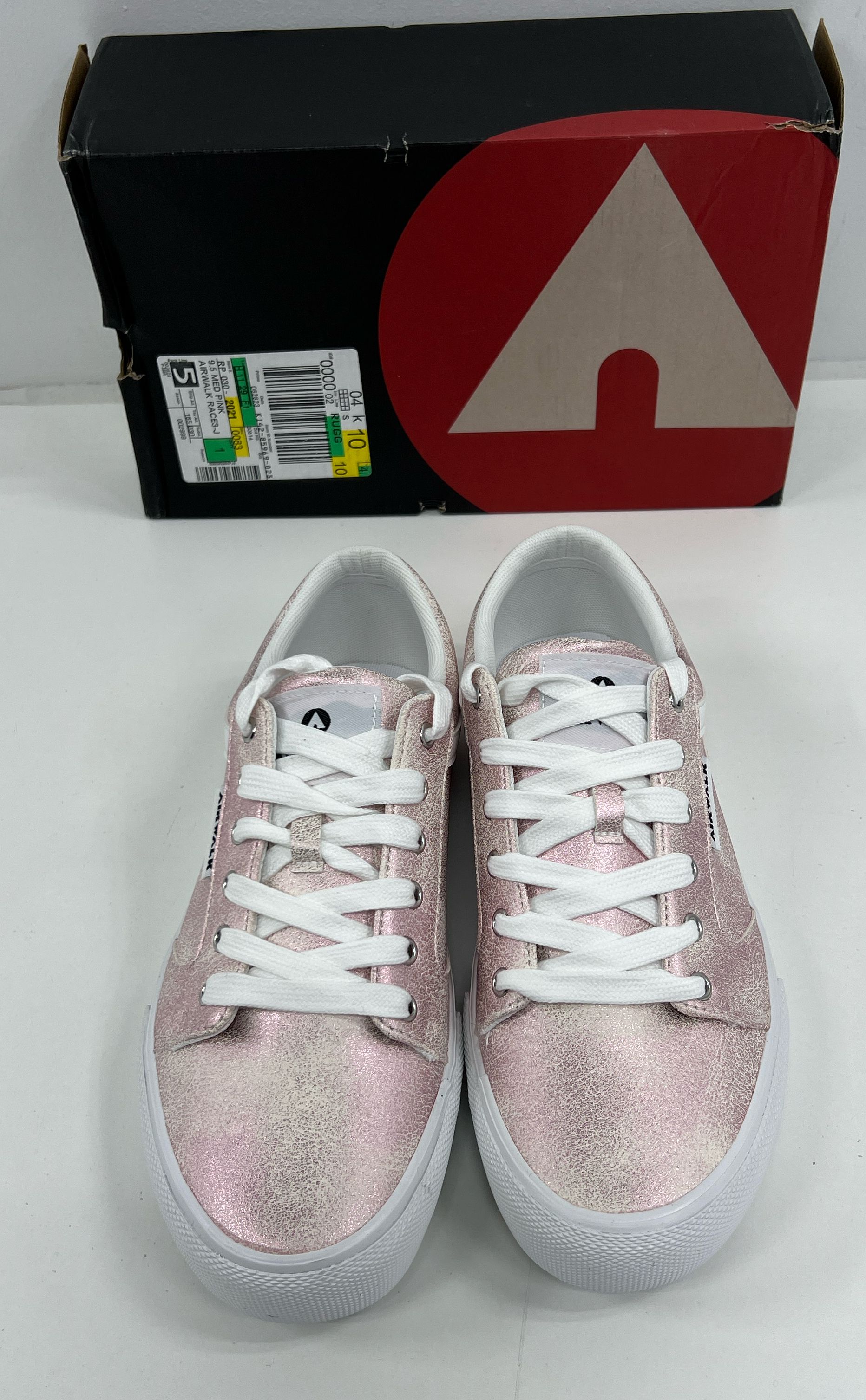 NIB Airwalk Race Pink Sparkle Metallic Lace Up Sneakers Shoes Women's Size 9.5