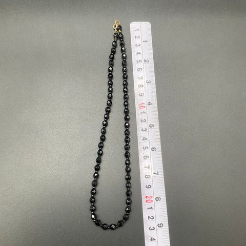 Vintage Lot West Germany Black Glass Faceted Bead Necklaces & Bracelet Set of 7