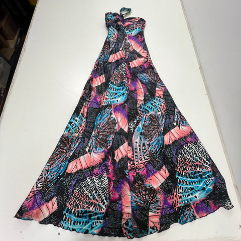 Vintage Y2K Josh & Jazz One Shoulder Jeweled Maxi Dress Prom Gown Sz 7/8