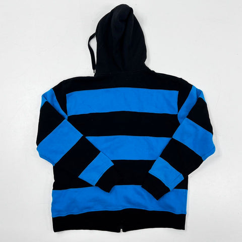 South Pole Men's Blue Black Striped Full Zip Hoodie Streetwear Sz M