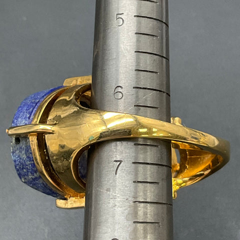 Karla Dares Gold Tone Blue Stone Double Finger Ring Size 6 6.25 Statement