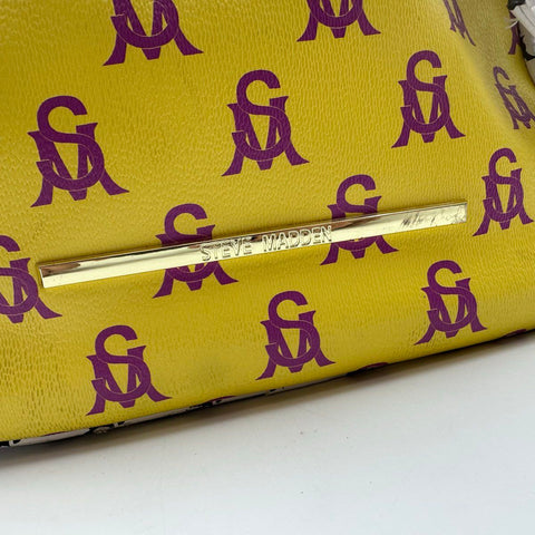 Steve Madden Multi-Color Monogram Logo Duffle Weekender Bag Gold Hardware