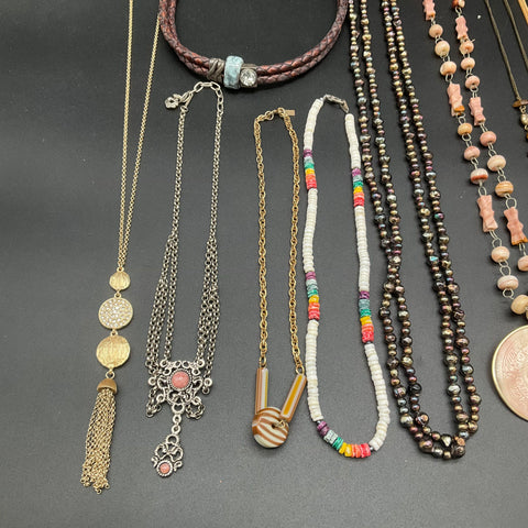 Lia Sophia Lizzy James Boho Eclectic Jewelry Lot 14 Necklaces Shell Beaded