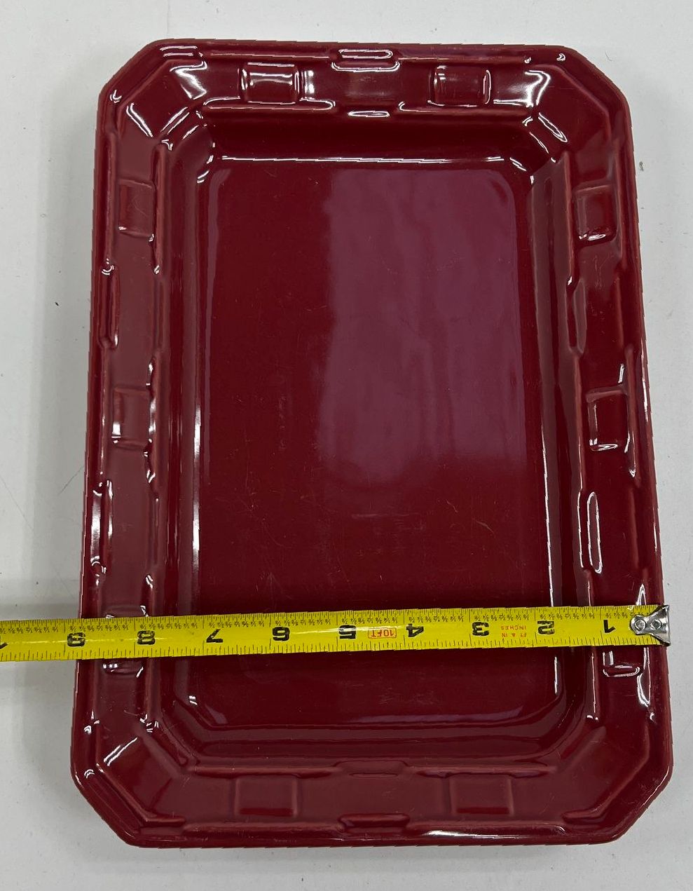 Collectible Kitchenware Longaberger Pottery Red Rectangular Serving Tray Platter