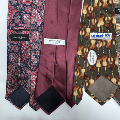 Lot of 10 Men's Neck Ties Mixed Brands The Beatles Arrow Novelty Paisley Silk