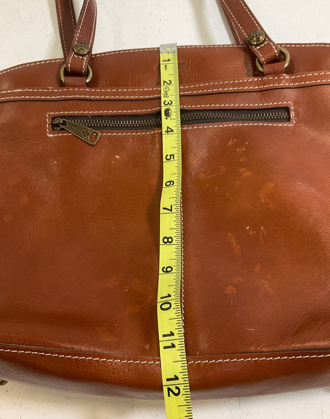 Patricia Nash Brown Leather Tote Shoulder Bag Brass Hardware