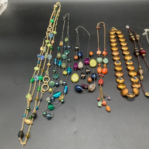 Statement Fashion Beaded Necklace Jewelry Lot of 9 Colorful Multi-Strand Boho