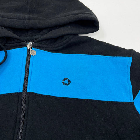 South Pole Men's Blue Black Striped Full Zip Hoodie Streetwear Sz M