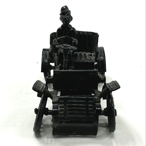 Vintage Cast Iron Toy Car Black Early Automobile with Driver 3 Inch Loose