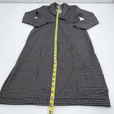 Max Studio Women's Black White Micro Check Blazer Dress Long Sleeve NWT Sz M