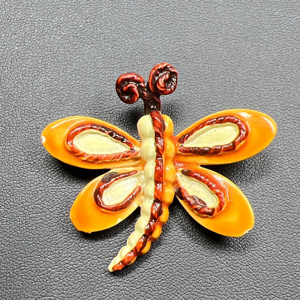 Vintage BSK Enamel Brown Orange Butterfly Brooch