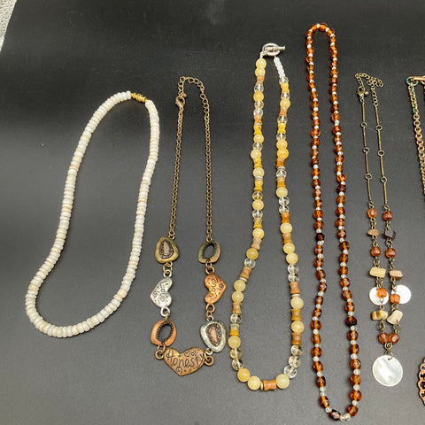 Mixed Costume Fashion Jewelry Necklace Lot 13pc Shell Beaded Tassel 0.75lb