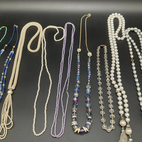 Costume Jewelry Necklace Lot 12pc Faux Pearl Beaded Includes Anne Koplik