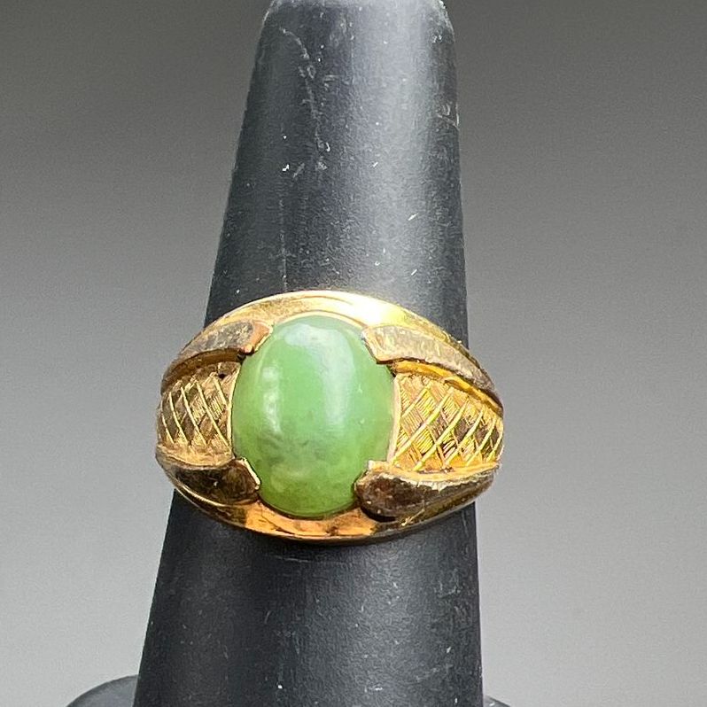 Vintage Green Stone 10K Gold Filled Ring Size 5