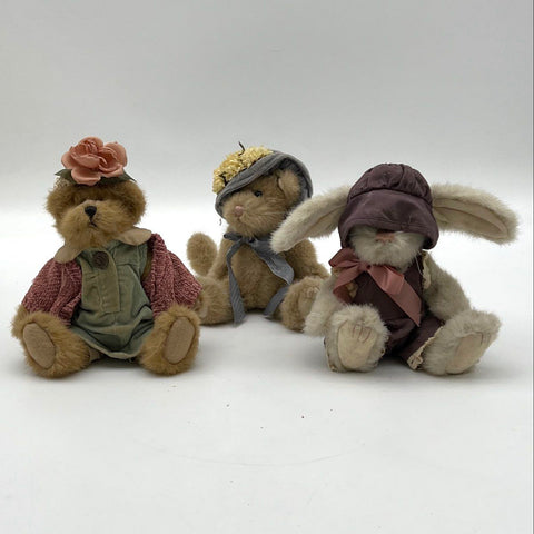 Boyds Bears & Friends Plush Lot 5 Pieces Bears & Bunnies Vintage Collectible