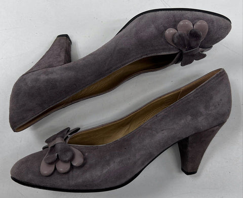 Vintage Saks Fifth Avenue Fantastic Mauve Suede Bow Pumps Italy Women's Size