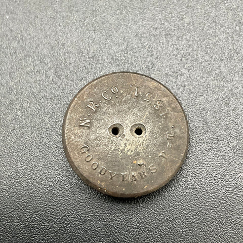 Antique Goodyear Hard Rubber Wasp Button N.R. Co. 1851 Patent 19th Century
