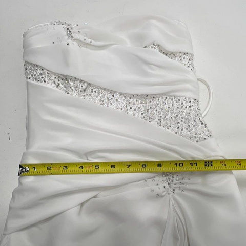 Maggie Sottero Women's Wedding Dress Gown White Ruched Beaded Corset Back Sz 8