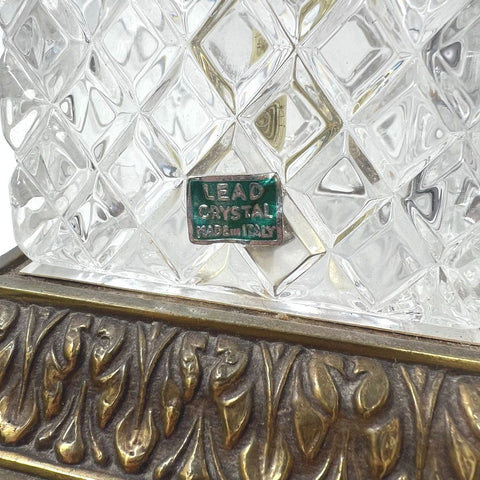 Vintage Italian Lead Crystal Brass Table Lamp Base Hollywood Regency Style