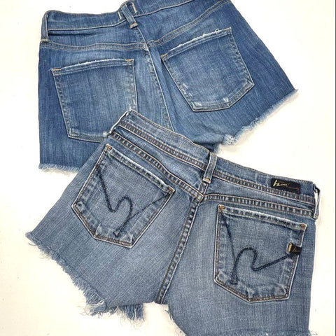 Lot of 2 Citizens of Humanity Women's Blue Denim Cut Off Jean Shorts Sz 26