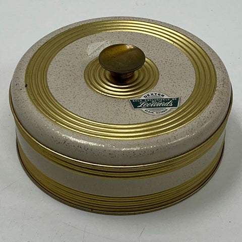 Vintage Guildcraft Dexter Round Metal Tin LeeWards Exclusive Gold Fleck Cream