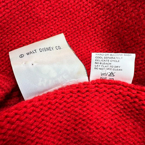 Vintage 90s Mickey & Co. Men's Red Knit Sweater Mickey Mouse Face Striped L
