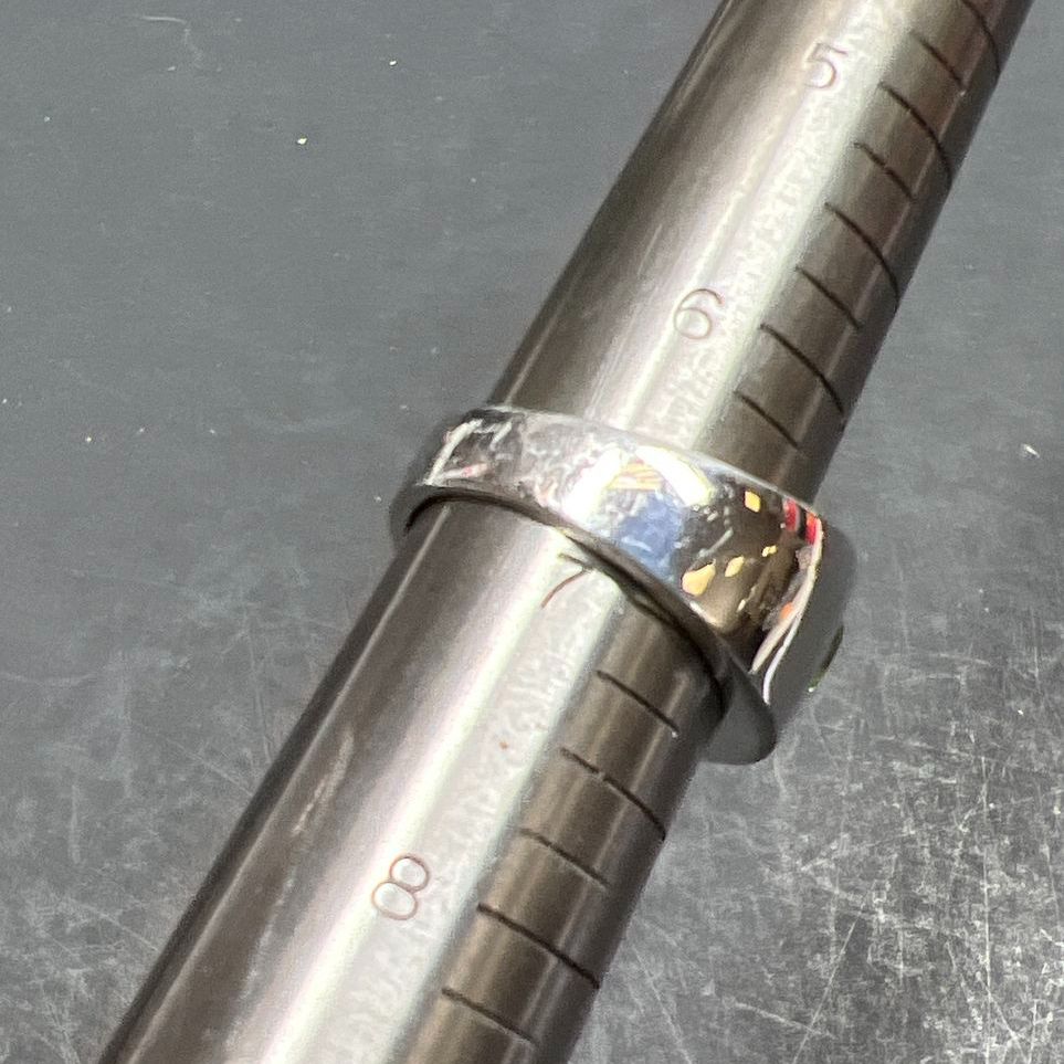 925 Sterling Silver Green & Purple Stone Ring Size 7 8.18g