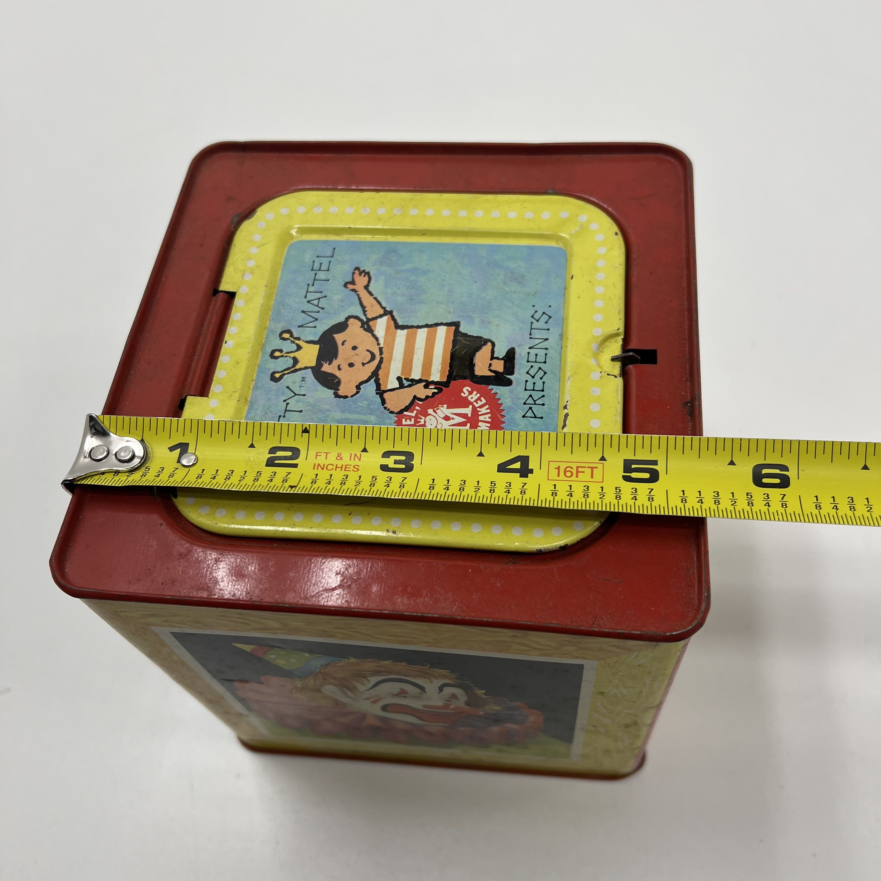 1961 Matty Mattel Jack In The Box Wind Metal Clown Graphics Not Working