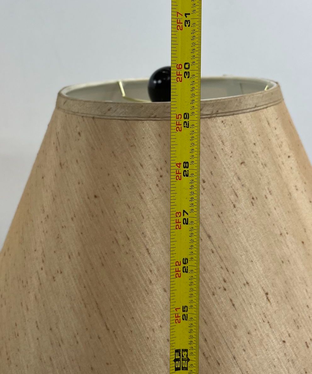 Vintage Pair Mid-Century Ceramic Table Lamps Cylindrical Glazed Pottery Base