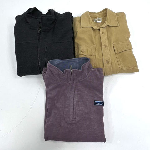 Lot 3x LL Bean Mens Pullover Fleece Jacket Chamois Shirt Lot Sz L-XL