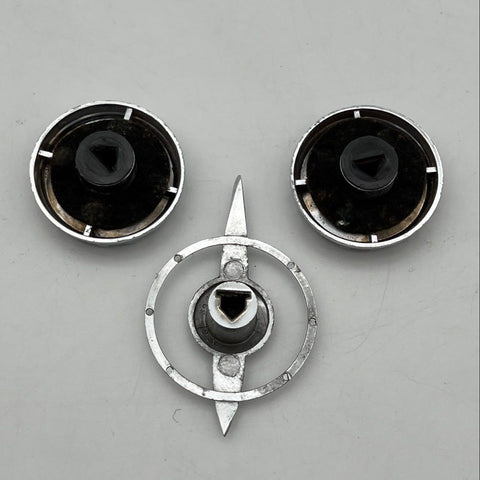 1955-1956 Chevrolet Bel Air Radio & Clock Knobs Chrome Dashboard Trim Set 3pc
