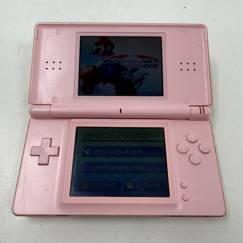 Nintendo DS Lite Pink Handheld Console & Mario Kart DS Game Lot Tested