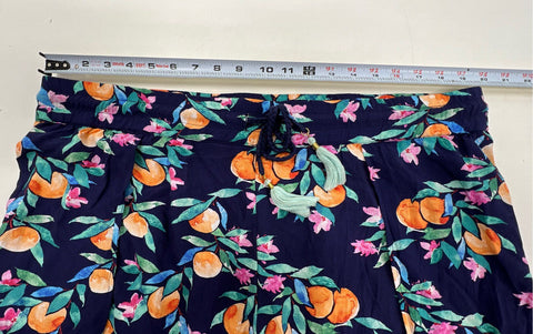 Sunshine 79 Women's Wide Leg Pants Navy Citrus Floral Print NWT XL