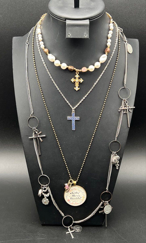 Religious Christian Costume Jewelry Lot 22pc Necklaces Bracelets Pins Earrings