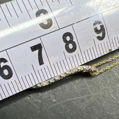 Sterling Silver Gold tone Double Drop Diamond Accent Pendant Necklace 2.47g