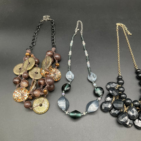 Modern Statement Beaded Bib Necklace Jewelry Lot of 5 Mixed Metal Tones