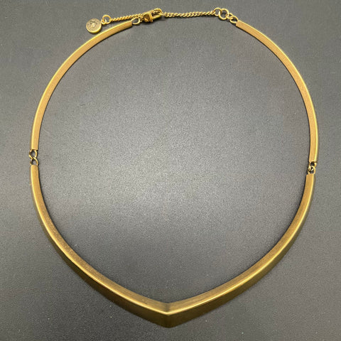 Michael Kors Gold Tone Chevron Collar Necklace Pointed Rigid Torque Adjustable