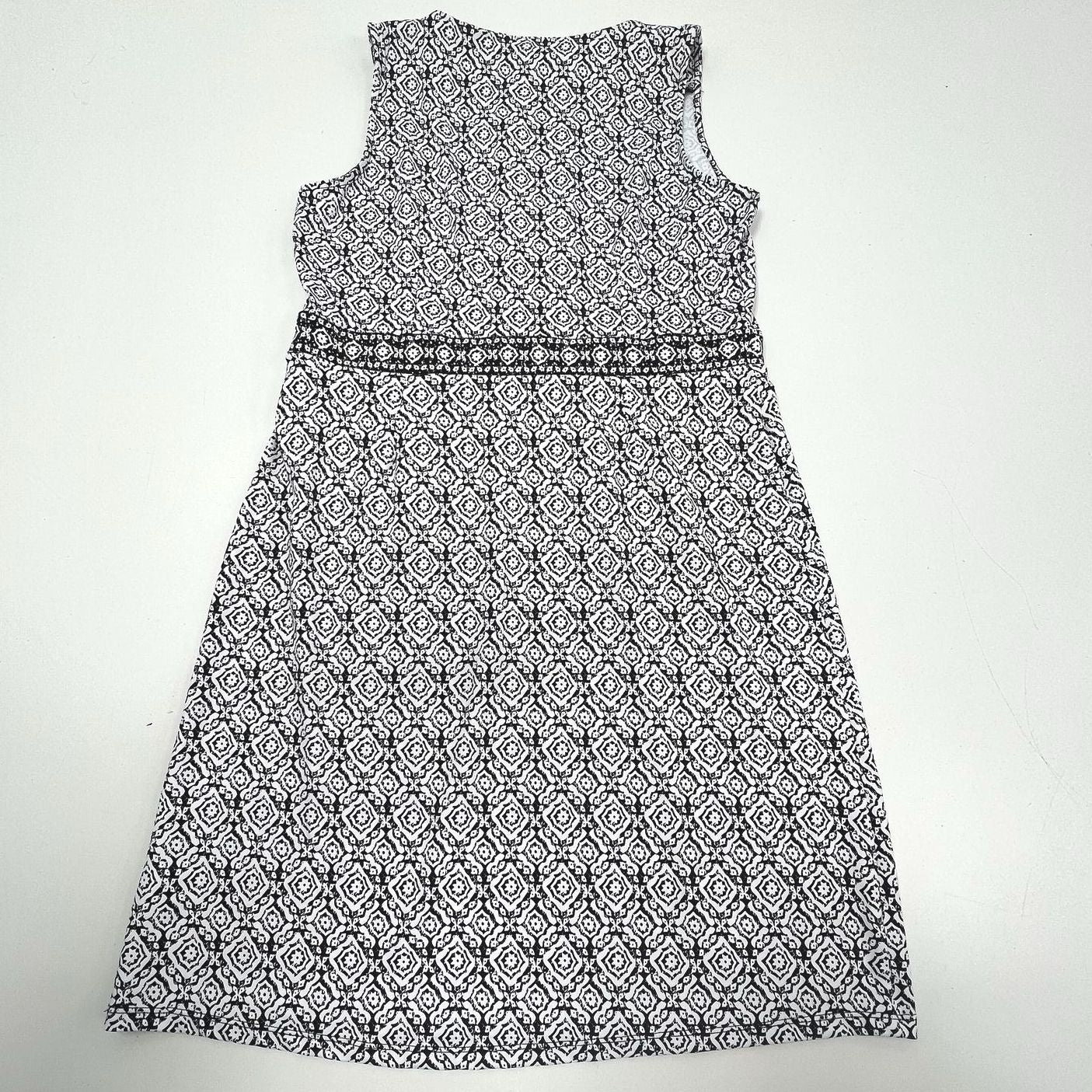 Talbots Geometric Medallion Knit Sheath Dress Black White Womens PL NWT