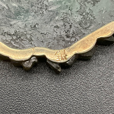 Vintage 850 Silver Carved Green Jadeite Butterfly Moth Brooch Pin 2"