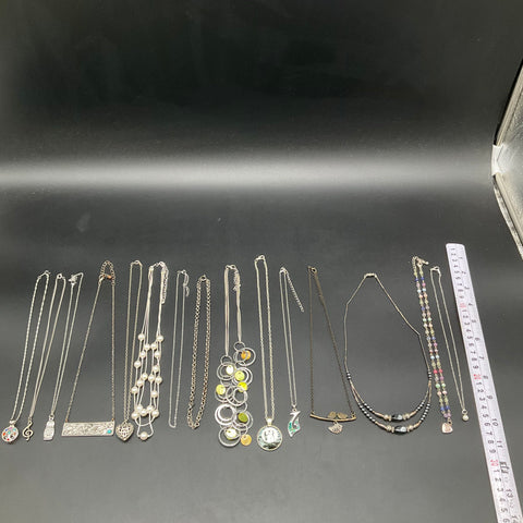 Mixed Costume Jewelry Necklace Lot 15pc Faux Pearl Pendants Vintage to Modern