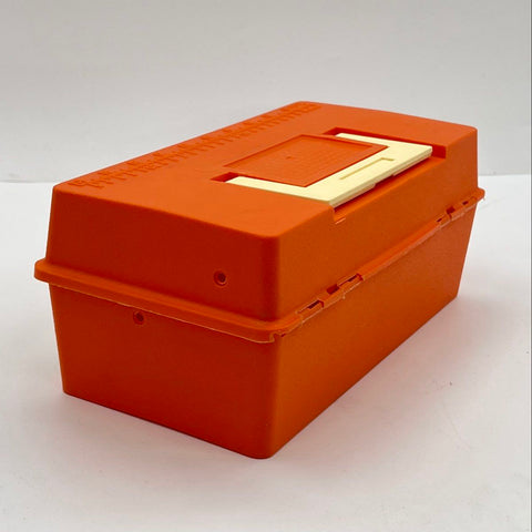 Vintage Snoopy Zebco Catch'em Box Orange Plastic Tackle Utility Box Woodstock