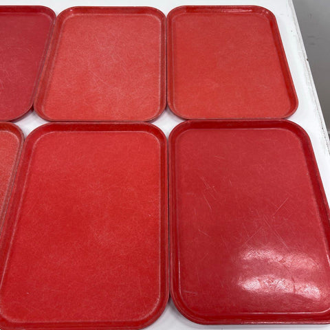 Cambro Camtray Fiberglass Cafeteria Serving Trays 13pc Lot Red Brown 14x18