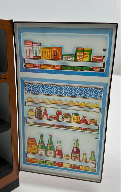 Vintage Wolverine Frost Free Toy Refrigerator Tin Litho Metal Kitchen 13 Inch