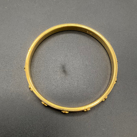 Coach Gold Tone Teal Enamel Raised Star Bangle Bracelet 7.75"