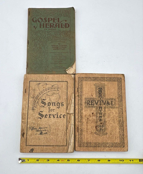 Antique Religious Hymnal Lot 3 Gospel Herald Songs for Service Revival Hymns
