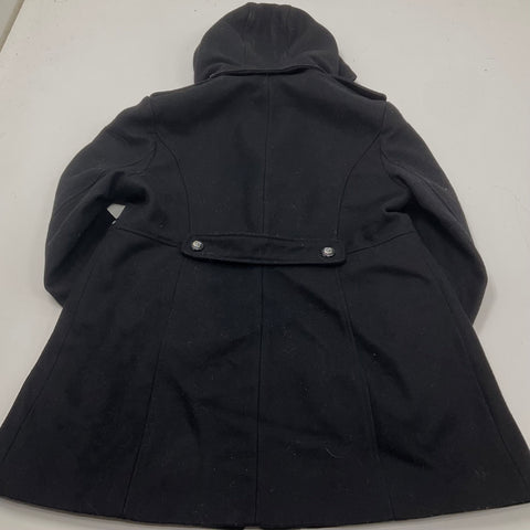 Guess Black Wool Blend Hooded Swing Peacoat Paisley Lining Women's